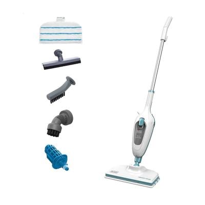 Black+Decker FSMH13E5B5 5in1 Steam Mop with Superheated Steam with 5 Accessories Swivel Head 1300W White with Blue