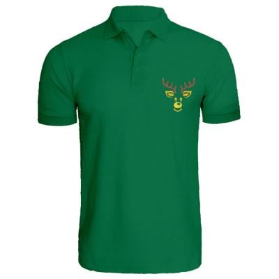 BYFT 110101009656 Holiday Themed Embroidered Cotton T Shirt Reindeer Personalized Polo Neck T Shirt Green Medium