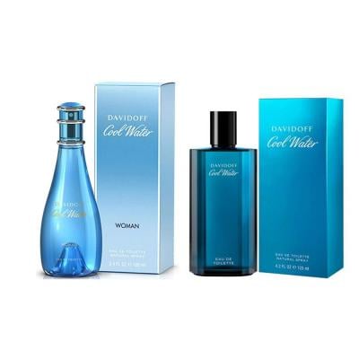 2 in 1 bundle Davidoff Cool Water 100ml Edt Spray For Women and Davidoff Cool Water Edt 125 ml Perfume For Men