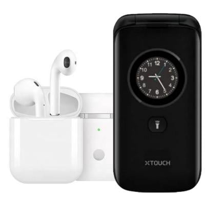 2 in 1 Combo Offer Xtouch F40 Dual SIM 32MB RAM 32MB 2G- Black Get I12 TWS Bluetooth Wireless Earpods-White