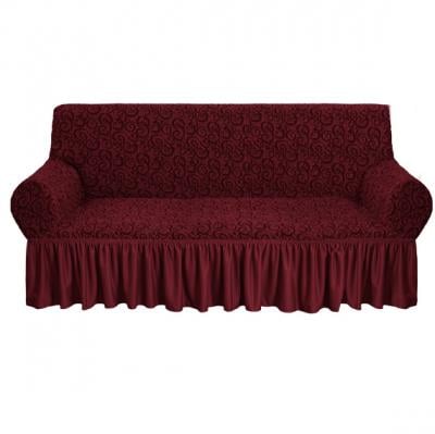 Fabienne CC99MRN Jacquard Fabric Stretchable Three Seater Sofa Cover Maroon