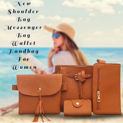 Generic Fashion Four Piece Shoulder Bag Messenger Bag Wallet Handbag For Women, Brown