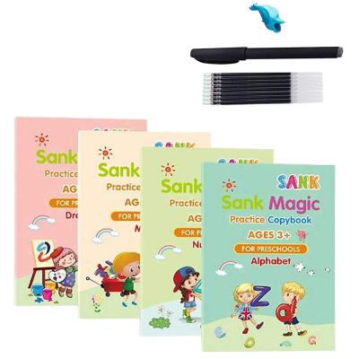Sank Magic Practice Copybook For Kids The Print Handwiriting Workbook Reusable Writing Practice Book, Book Size 18.5x 26 Cm Four Books With PenMulticolor