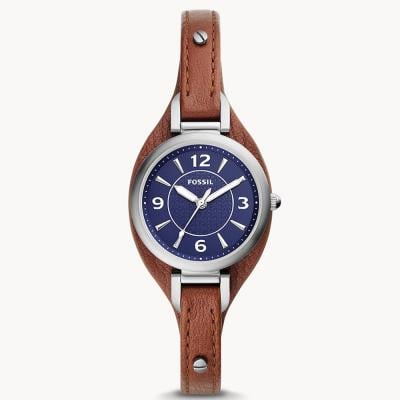 Fossil Carlie Three Hand Brown Leather Watch