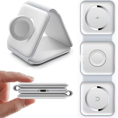 3 in 1 Wireless Charger Magnetic Foldable Charging Station Fast Wireless Charging Pad White