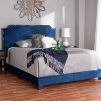 5 Star FSF-Bed211847 Contemporary Bed with Nail Head Design Blue