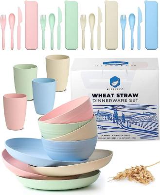 Generic, Wheat straw dinner set for four - Multicolor, Other