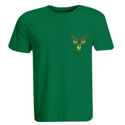 BYFT 110101008840 Holiday Themed Embroidered Cotton T shirt Reindeer Personalized Round Neck T shirt Green Small 