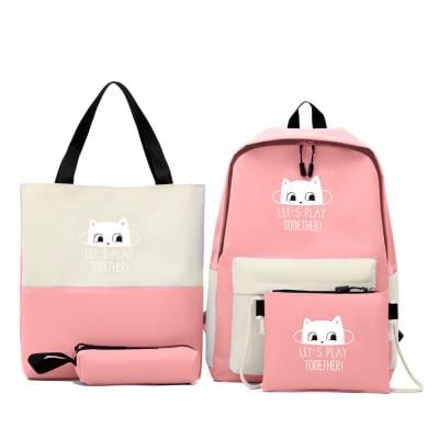 Generic Cat Backpacks 4 pcs Set Bag, Pink