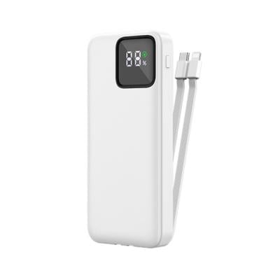 Wiwu JC 22W LED Display 22.5w 20000mAh Power Bank With Built In Cable  White