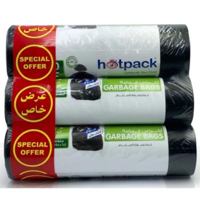 Hotpack OPGBR6595X3PKTS Twin Pack Garbage Roll 65x95 cm 20Pcs x 3Pkts 30 Gallon Black