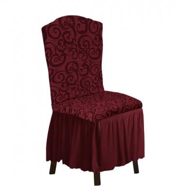 Fabienne CC35MRN Woven Jacquard Stretch Fit Dining Chair Cover Maroon