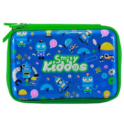Smily Kiddoos Fancy Double Compartment Pencil Case, Blue