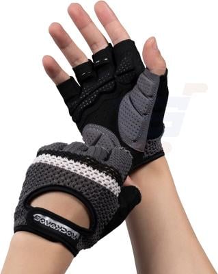 ROCKBROS Half Finger Cycling  Training MTB Knitted fabric Gloves Medium-Black