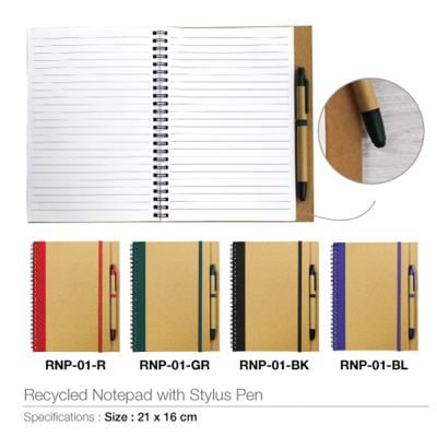 Eco Friendly Recycled Notepad With Stylus Pen, RNP-01