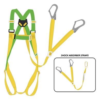 Tuf-Fix SH006SA017  Safety Harness With Double Hook Shock Absorber Yellow/Green