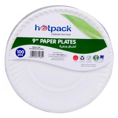 Hotpack Paper Plate 9 inch, 100 Piece - PP9