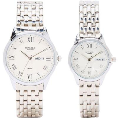 Royale Excitive 2-Piece Classic Metal Analog Couple Watch Set, RE028D
