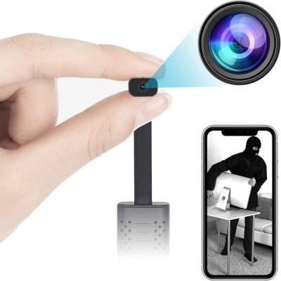 Smallest USB Camera Wifi HD1080P Baby Monitor Security Surveillance with App Live Streaming Motion Detection Night Vision Cloud Storage for Home/Office/Indoor Support iOS/Android APP
