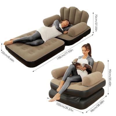 2 in 1 Inflatable Extending Sofa and Bed with Armrest