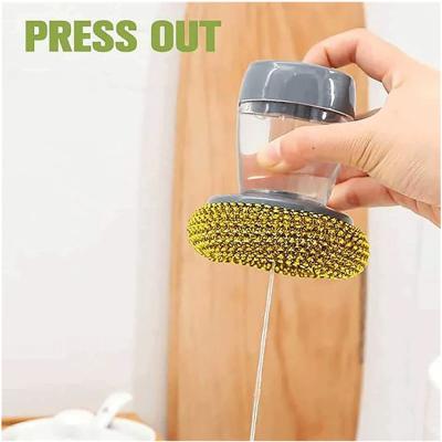 Kitchen Soap Dispensing Palm Brush Easy Use Scrubber Wash Clean Tool Holder Soap Dispenser Brush Kitchen Cleaning Tool 312B