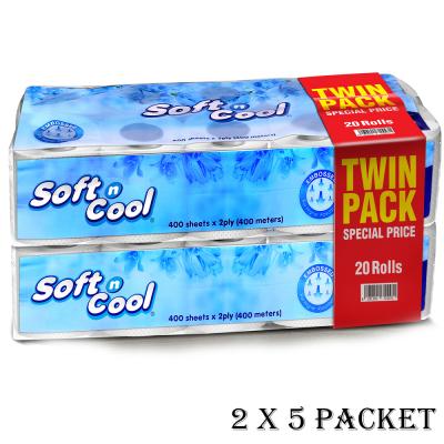 Soft N Cool 2 x 5 Packet Toilet Roll 400 Sheets Twin Pack 20 Rolls, SNCTR400TP