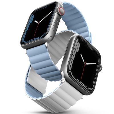 Uniq 6500681 Revix Reversible Magnetic Apple Watch Strap 41 40 38MM Arctic White Blue