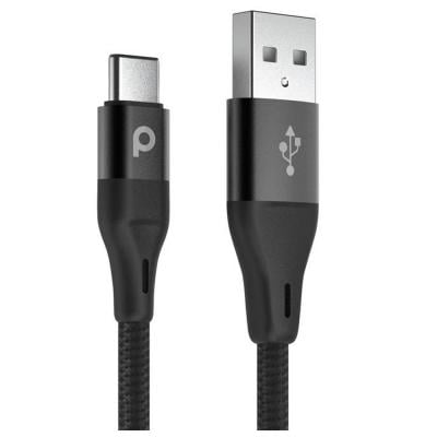 Porodo PD-ACBR22-BK Braided USB A to Type C 2.2m Black