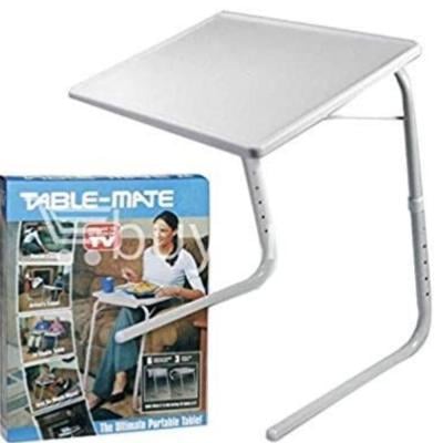 Portable Adjustable Folding Table Mate as on tv Table Mate White