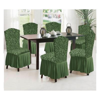 Fabienne CC35X6OLVGRN 6-Piece Woven Jacquard Stretch Fit Dining Chair Covers Set Olive Green