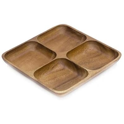 Blackstone AC2003 Acacia Premium 20cm Square Platter Dinner Tableware for Serving Desserts and Nuts Cheese Platter, Wooden Serving Platter, Suitable for Kitchen and Restaurants. Made in Thailand
