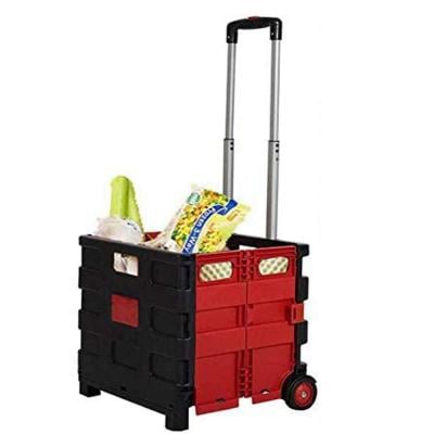Sunnady Foldable Rolling Shopping Cart Red