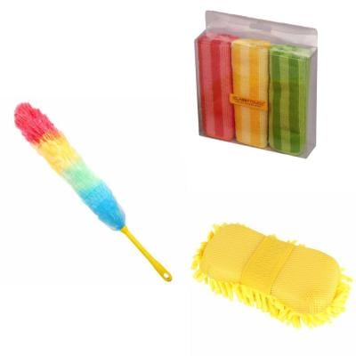 Combo Offer Classy Touch CT-0563 Microfiber Hand Duster Yellow, Classy Touch CT-0610 Microfiber and Plastic Static Duster Multicolor, Classy Touch CT-1501 Duster 3Pcs Set Multicolor