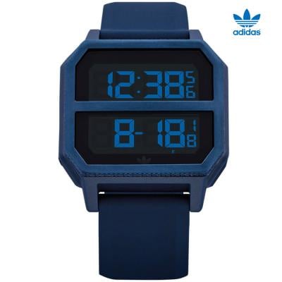 Adidas Z16 605-00 Mens Archive R2 Blue Silicone Quartz Fashion Watch Blue with Black