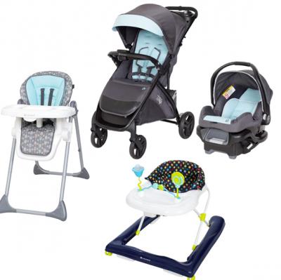 BabyTrend Tango Stroller systems blue mist & Sit Right High Chair Straight N Arrow & Trend 2.0 Activity Walker