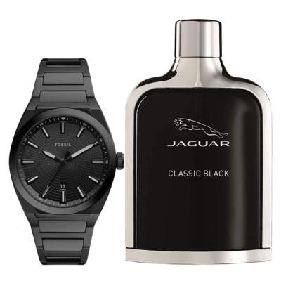 2 In 1 Fossil SP/FS5824 Analog Watch For Men And Jaguar Classic Black Edt 100ml For Men