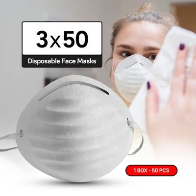 3 Box Disposable Face Mask Pack, 3 x 50 Pieces