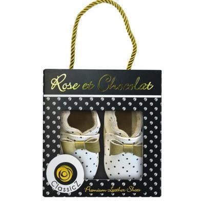 Rose et Chocolat Classic Shoes Polka Dot White White 12-18 Months
