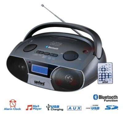 Sanford Fm Stereo Radio With Usb/Mp3 Player/Alarm Clock/Bluetooth/Sd/And Usb SF3304PR BS