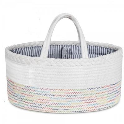 Little Story LS_DPCA_WR Cotton Rope Diaper Caddy, White Rainbow
