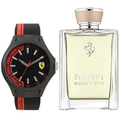 2 In 1 Ferrari 830367 Analog Watch For Women, Black And Ferrari Noble Fig Edt 100ml