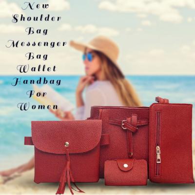 Generic Fashion Four Piece Shoulder Bag Messenger Bag Wallet Handbag For Women, Red