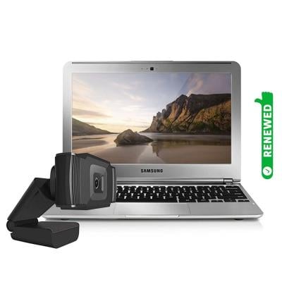 Buy Samsung Chromebook, Intel Celeron, 11.6 Inch Display, 2GB RAM, 16GB SSD, Chrome OS, Renewed Get Better World USB Plug and Play Webcam for PC/Laptop with Mic 480p HD