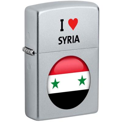 Zippo CI412706 I Love Syria Design Windproof Lighter Satin Chrome