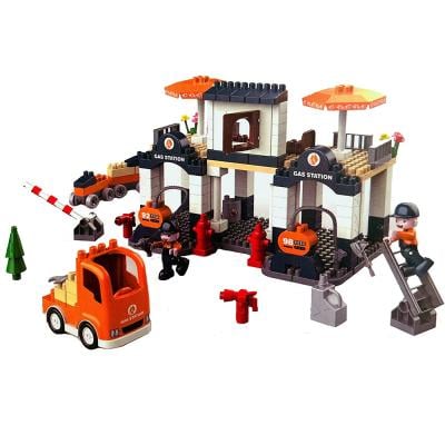 Hexar 20210086 201 Pieces Gas Station Building Set Juniors Building Blocks Gifts Construction Toys For Boys and Girls
