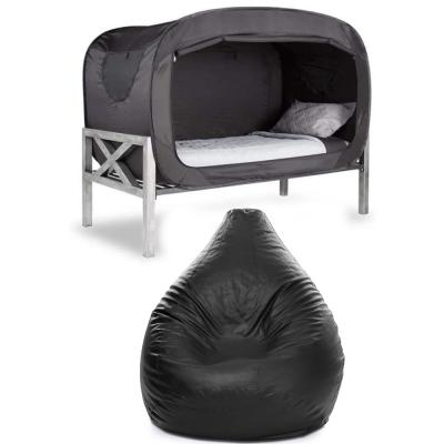 Luxe Decora Leather Bean Bag with My Tent Privacy Tent