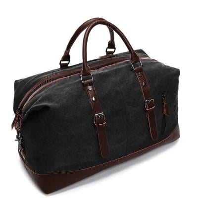 Sambox MR_8655_BL Weekender Leather Duffle Bag Black
