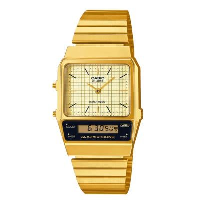 Casio AQ-800EG-9ADF Analog Digital Display Dual Time Stainless Steel Gold Ion Plated Band Unisex Watch