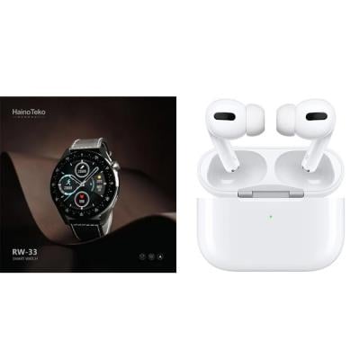 Combo Offer Haino Teko RW33 46mm Bluetooth Waterproof Smart Watch With Haino Teko Air3 Bluetooth Wireless white Headset