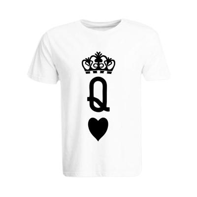 BYFT 110101011293 Holiday Themed Printed Cotton Crown Queen Heart Personalized Round Neck T-Shirt For Women White 2XL